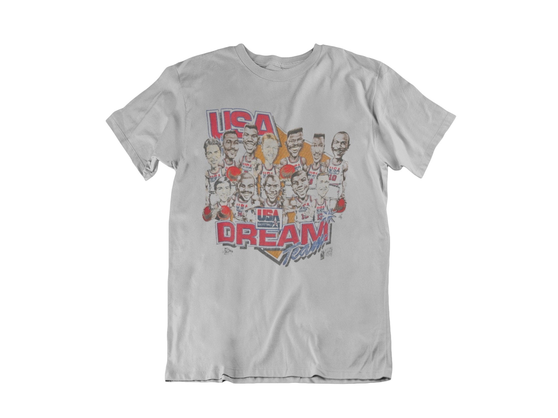 DREAM TEAM USA BASKETBALL VINTAGE 1992 OLYMPIC CARICATURE NBA TSHIRT ADULT  MEDIUM – The Felt Fanatic