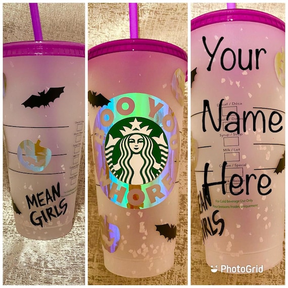 Mean girls starbucks cup| Starbucks venti cold cup | Custom Starbucks cold  cup | Halloween Starbucks cup | Starbucks Coloring Changing Cup 