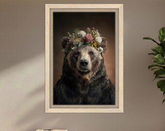 Brown Bear Canvas Print | Framed Wall Art | Woodland Home Decor