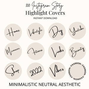 Neutral Instagram highlight Covers Minimalist beige Aesthetic Story Cover Design 100 Highlight Icons Bundle