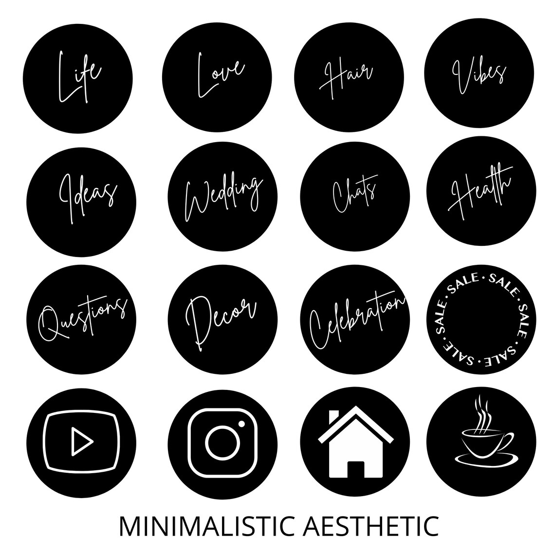 Black Highlight Covers for Instagram Minimalist Aesthetic Story Cover ...