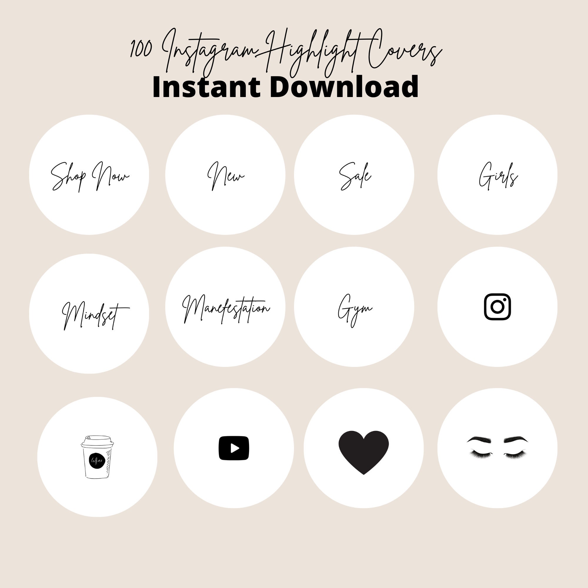 Stylish Instagram Highlight Covers, 100 Minimal Aesthetic Black and ...