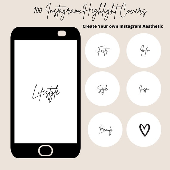 Stylish Instagram Highlight Covers, 100 Minimal Aesthetic Black and White Story Highlights IG Icons for Social Media Branding