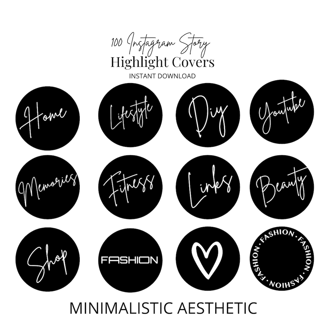 Black Highlight Covers for Instagram Minimalist Aesthetic Story Cover