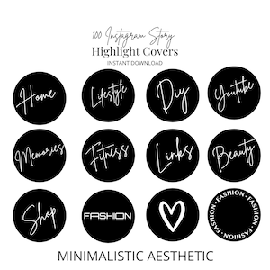 Black highlight Covers for Instagram Minimalist Aesthetic Story Cover Design Bundle