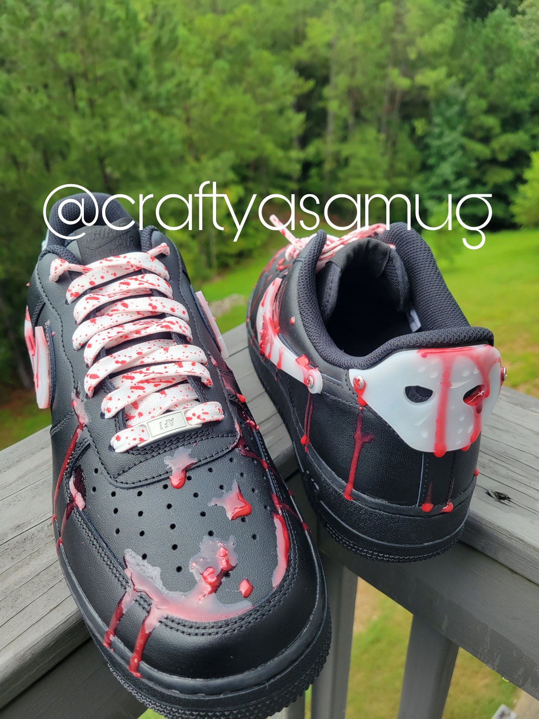 Custom Acrylic Swoosh Friday the 13th Jason Voorhees Blood Drip AF1 Air ...