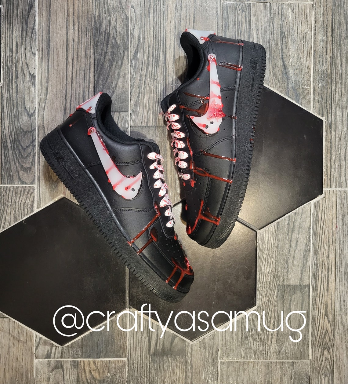 Custom Acrylic Swoosh Friday the 13th Jason Voorhees Blood Drip AF1 Air ...