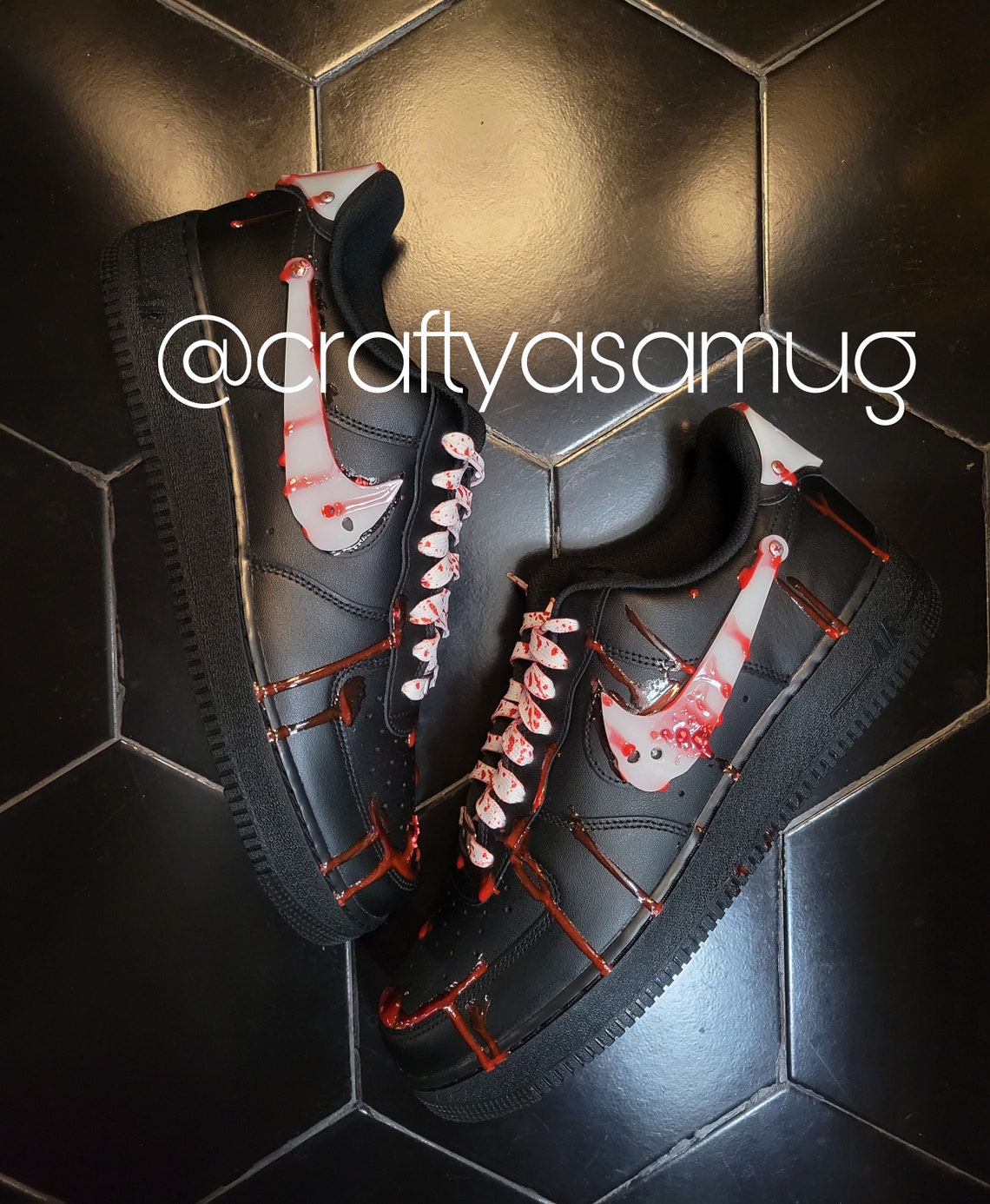 Custom Acrylic Swoosh Friday the 13th Jason Voorhees Blood Drip AF1 Air ...