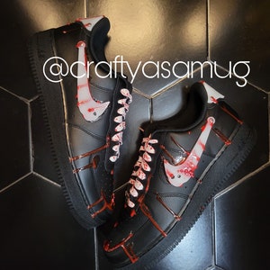 Nike Air Force 1 Custom Sneakers Blood Drip Splatter Red Black