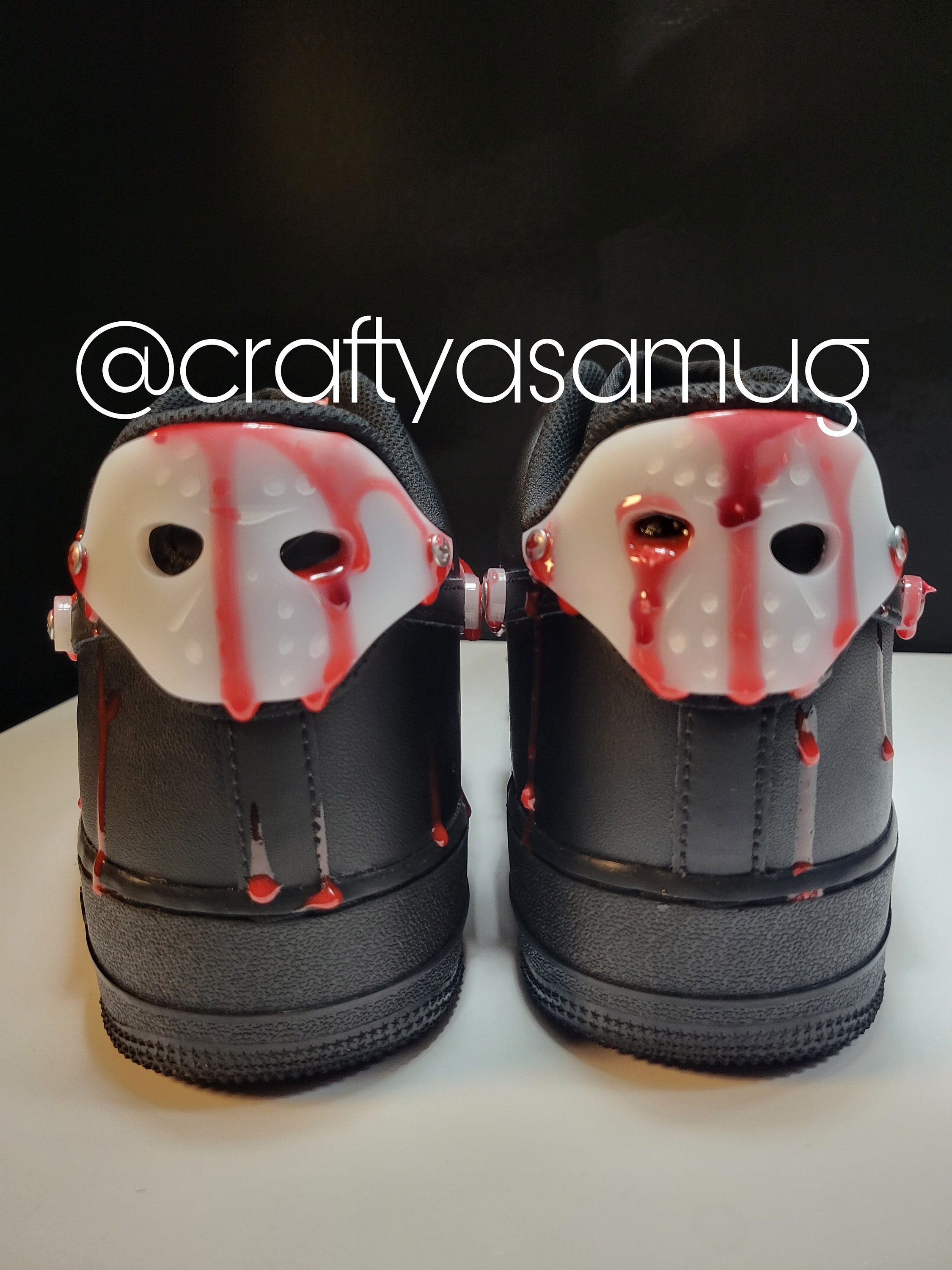 Custom Acrylic Swoosh Friday the 13th Jason Voorhees Blood Drip AF1 Air ...