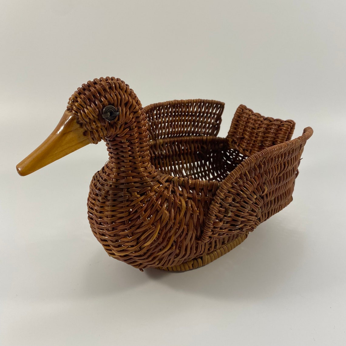 Vintage Avon Wicker Duck Basket Open Wicker Basket Etsy