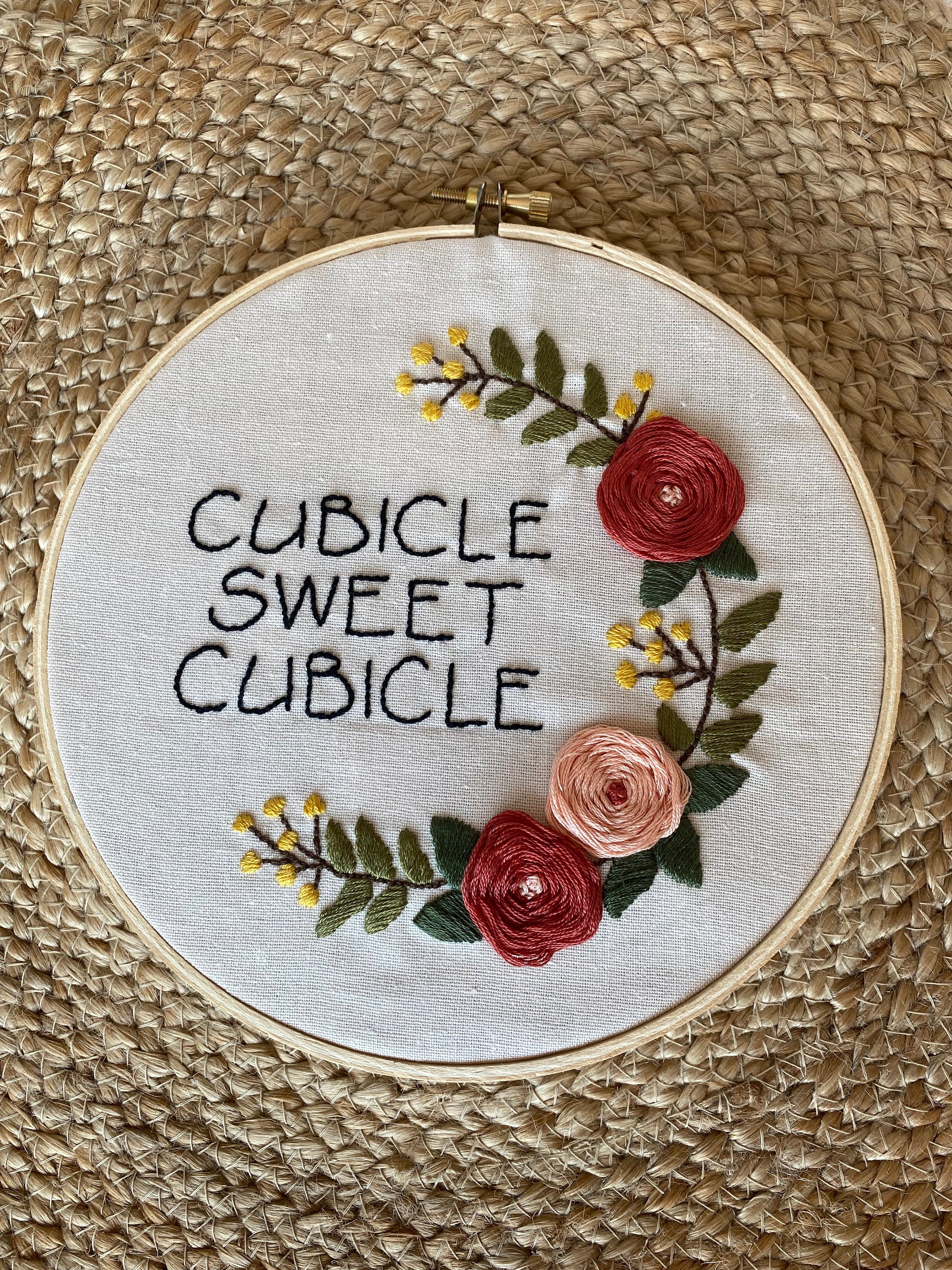 Cubicle Sweet Cubicle Hand Embroidery Pattern | Floral Design (digital ...