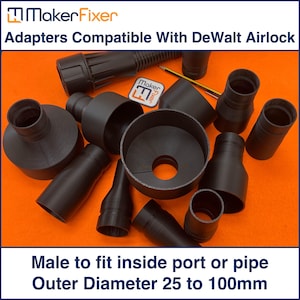 Adaptador de extracción de polvo macho OD Varios tamaños Compatible con DeWalt AirLock DWV9000