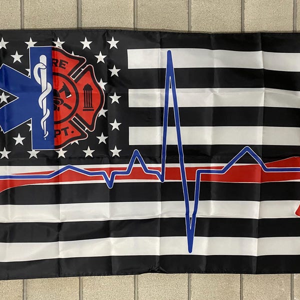 EMS Paramedic Firefighter Flag FREE Usa SHIP Medical First Responder Health Care Hero Save American Lives 9/11 Political Sign Poster 3x5’