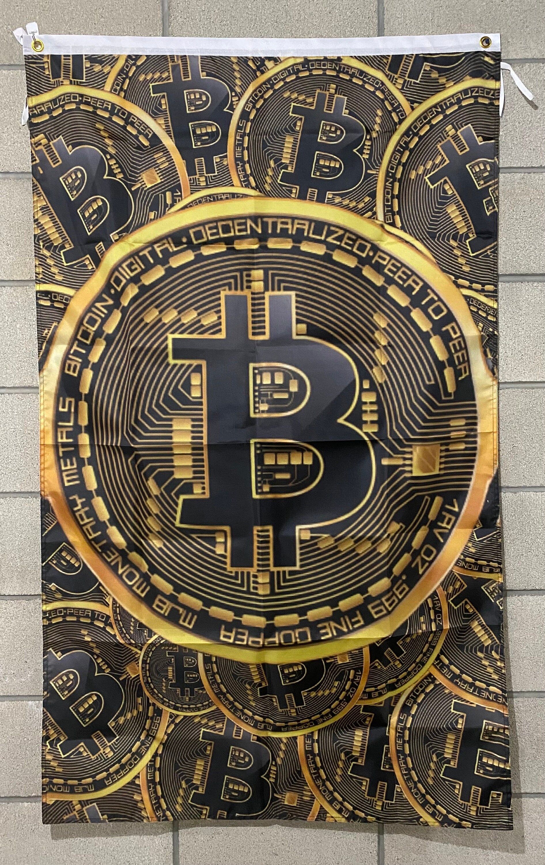 Bitcoin Flag FREE USA SHIP Cryptocurrency Buy Sell Trade Cashless Society  Rich Money Elon Musk To The Moon Mine Sign Banner Poster 3x5’