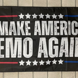 Make America Emo Again Flag FREE USA SHIP Dark Emotions Music Black Goth Style Silent Scream Band Cry Sign Banner Poster 3x5’