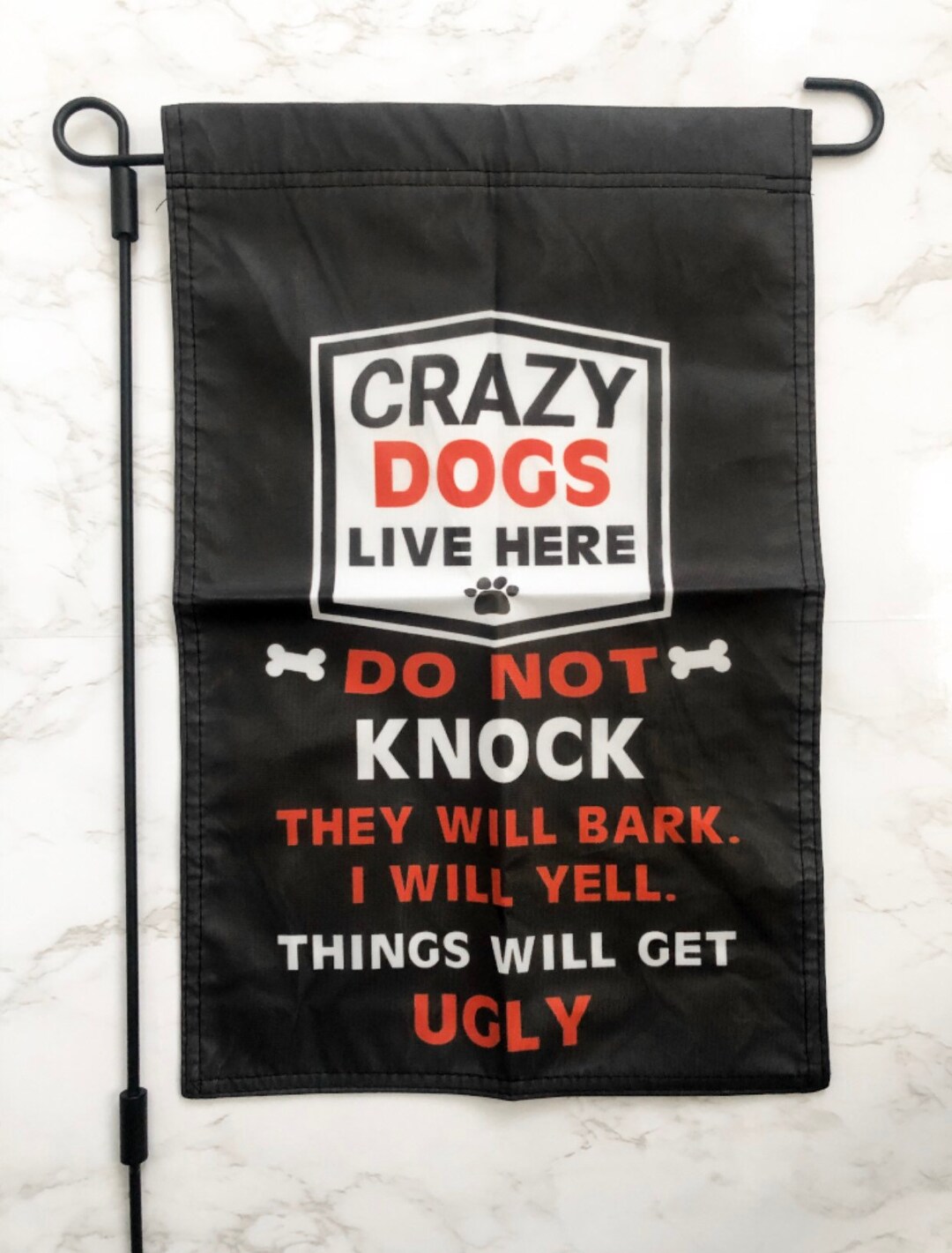 Garden Flag - Crazy Dogs Do Not Knock - 12x18 Inch - FREE SHIPPING - Etsy