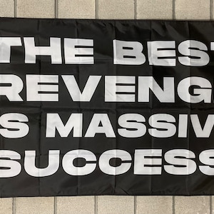 Motivation Flag FREE USA Ship Best Revenge Is Success Train Lift Gym Man Cave Muscle Fitness Hard Work Sign Banner Poster 3x5’