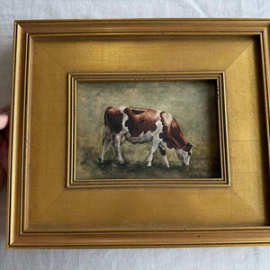 Cow Oil Painting Print | Rustic Farm Animal Wall Art | Vintage Style Framed Art | Farm Animals Lover Gift | Farmhouse Present Decor image 5