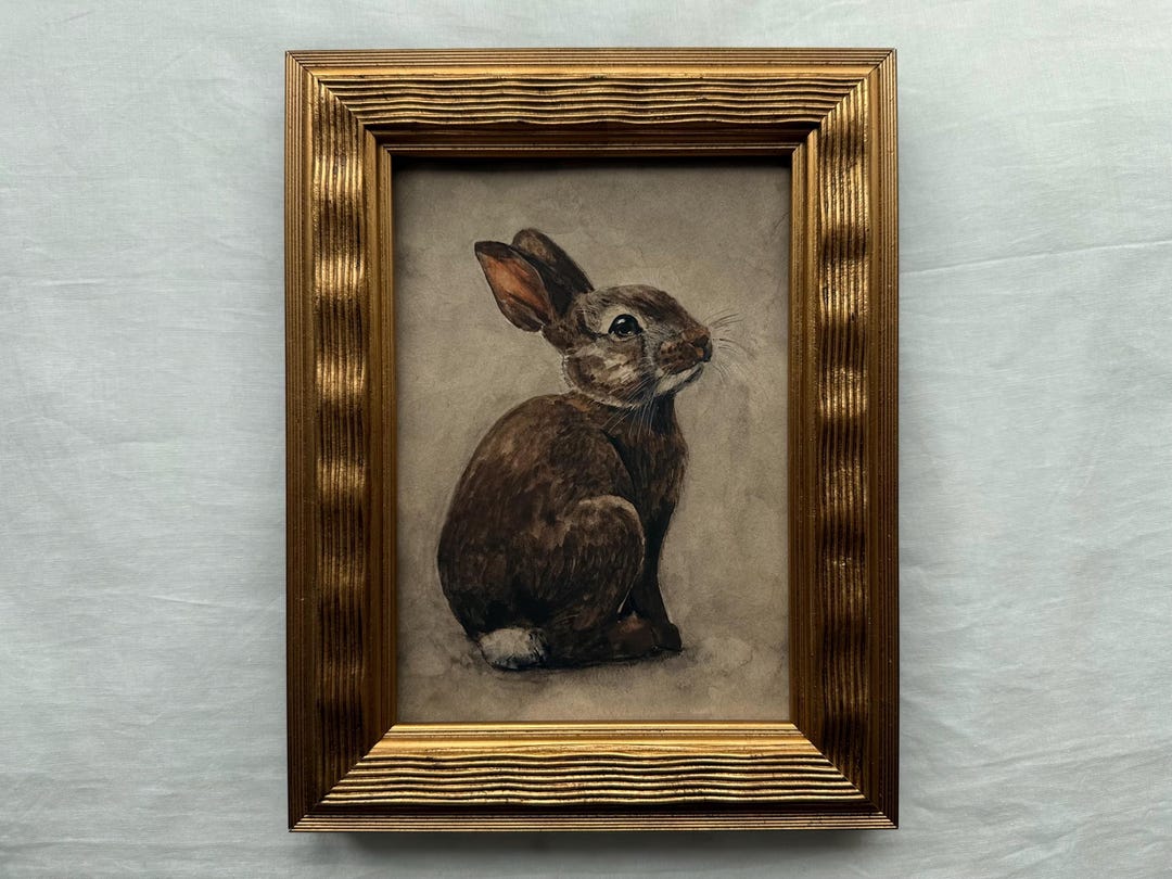 Rabbit Art Print, Vintage Bunny Wall Art, Classical Animal Portrait ...
