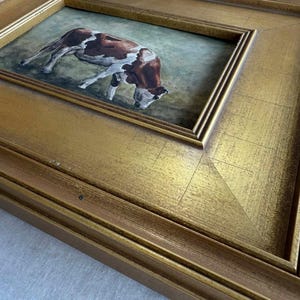 Cow Oil Painting Print | Rustic Farm Animal Wall Art | Vintage Style Framed Art | Farm Animals Lover Gift | Farmhouse Present Decor image 6