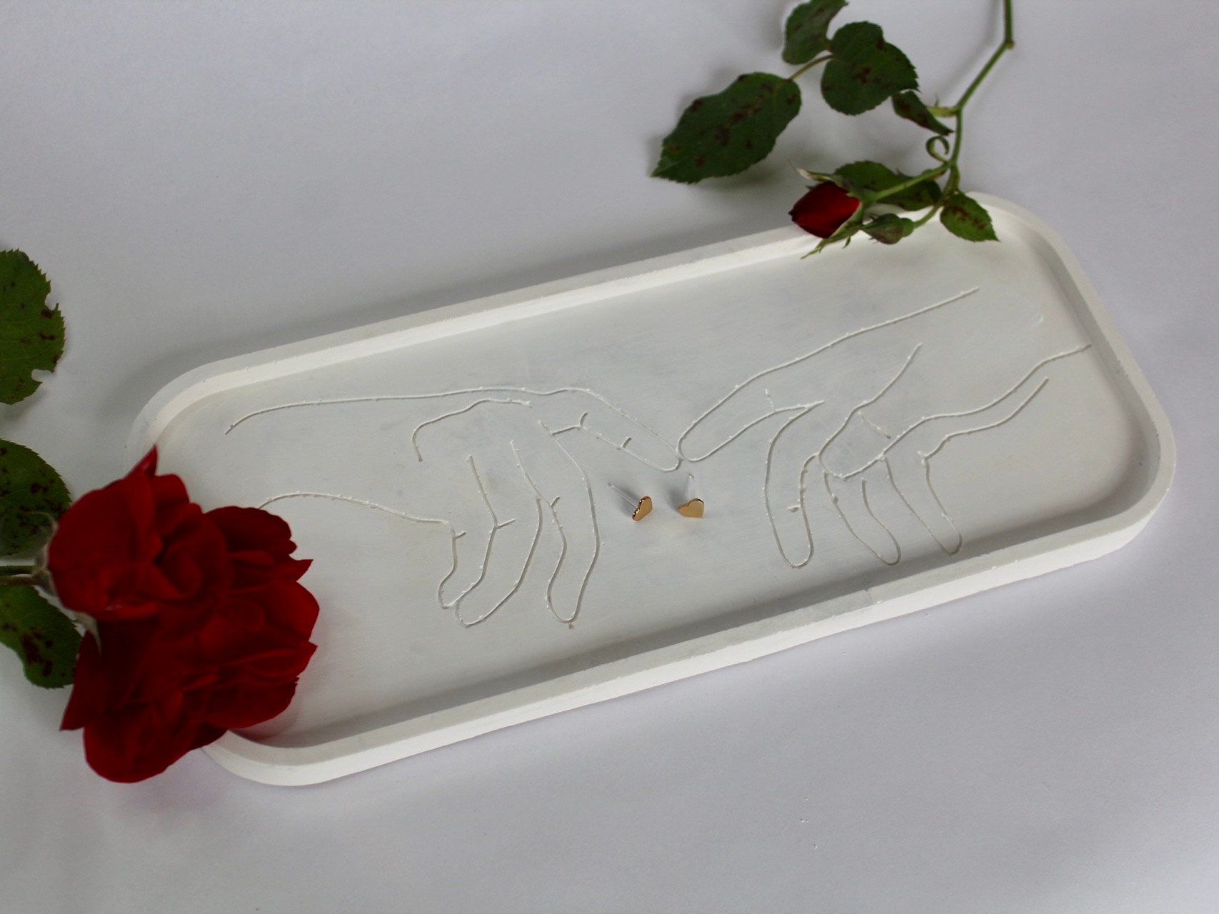 Plateau Décoratif Vide-Poche en Céramique Cadeau Femme Présentoir à Bijoux Plateau Maquillage Décora