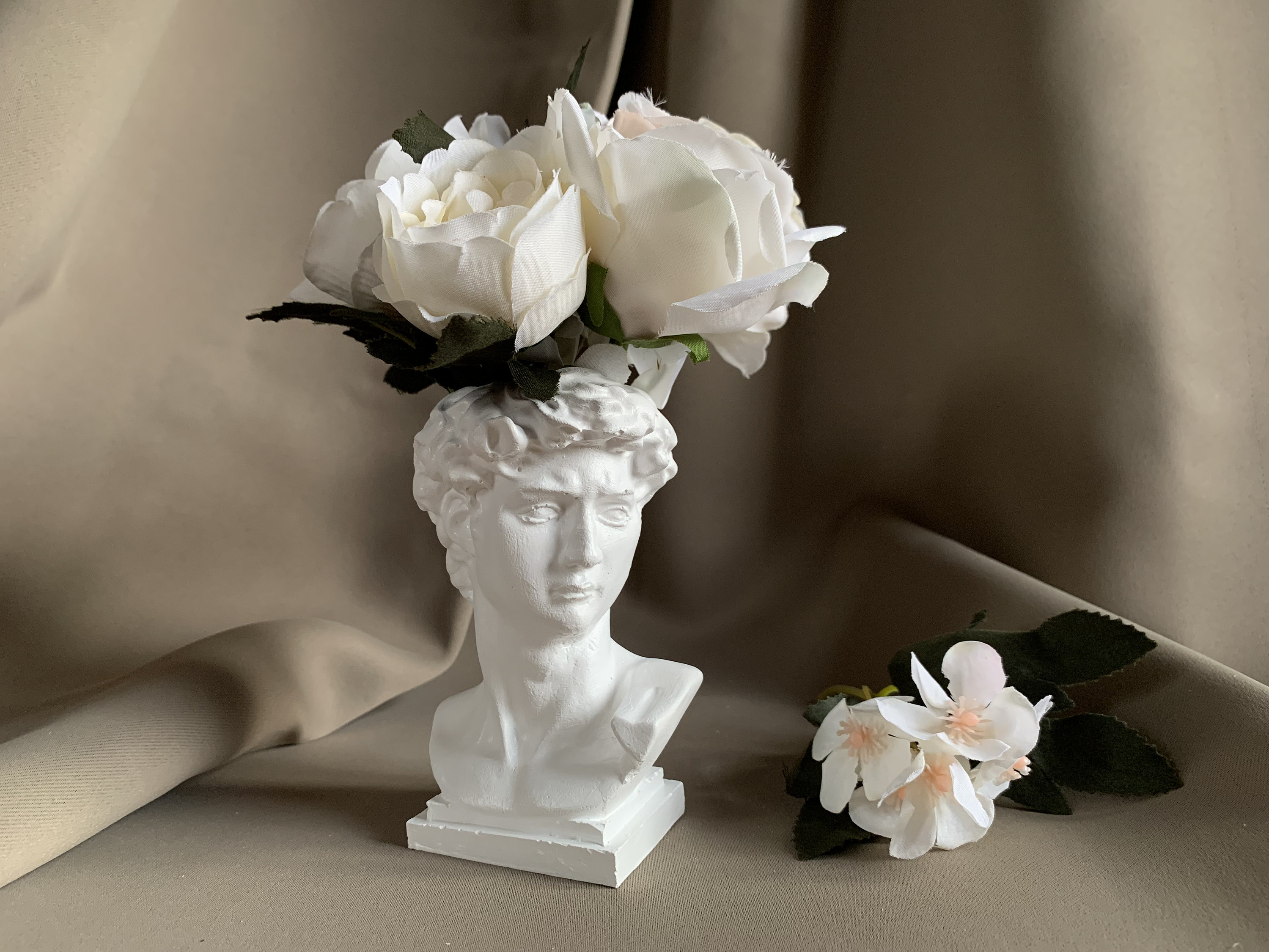 Vase Visage Tete David Style Nordique Vase Gypse Ceramique Blanc Moderne Artisanale Vintage Contempo