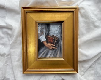 Victorian Woman Holding a Book Fine Art Framed Print after Original Watercolor Painting