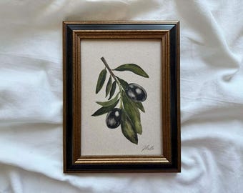Olive Branch Wall Art Print | Italian Kitchen Decor | Farmhouse Olive Art | French Country Rustic Wall Decor