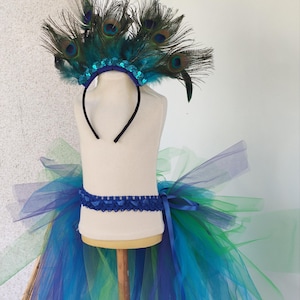Tutu de pavão com cabeça de pavão, cauda de pavão, meia-saia de tutu de pavão para crianças e adultos. Fantasia de Halloween, Ano Novo, presente infantil.