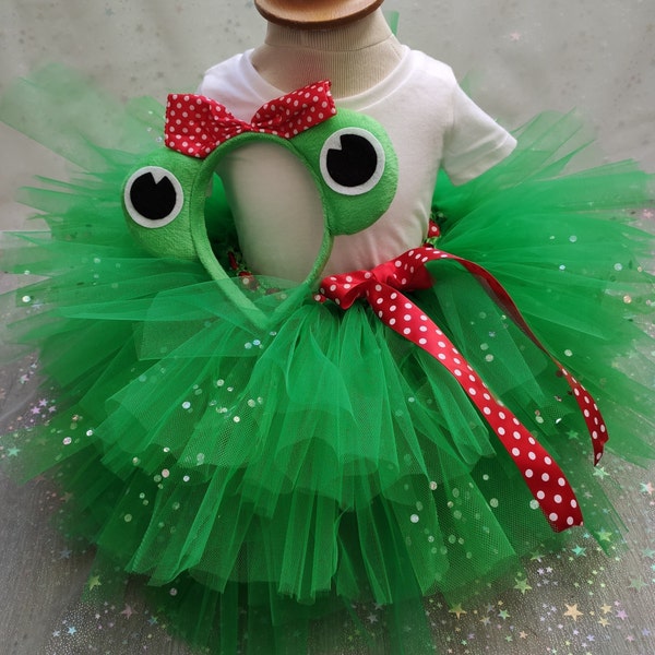 Kleines Froschkostüm, Tutu-Rock für kleine Mädchen. Kostümierter Geburtstag, Karneval, Halloween, Fotoshooting, Weihnachtsgeschenk für Mädchen