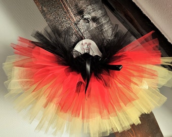 Tutu enfant, jupe tutu drapeau allemand en tulle noir, rouge jaune, déguisement carnaval, Halloween, jour de fête