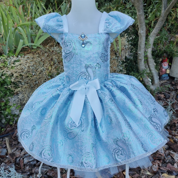 Robe enfant de princesse, costume de Cendrillon en tulle et brocart