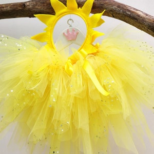 Disfraz de sol, falda tutú amarilla brillante con diadema, disfraz de cumpleaños, Halloween o carnaval, regalo infantil, disfraz de competición