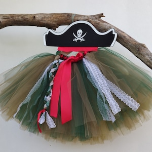 Children&#39;s pirate tutu, green and brown pirate costume, fancy dress birthday tutu, carnival, children&#39;s birthday gift, Christmas gift