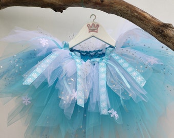 Déguisement bébé, tutu des neiges avec serre tête, tutu premier anniversaire, carnaval, Halloween, tenu d'anniversaire, cadeau de Noël,