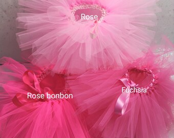 Tutu nouveau-né, jupe tutu premier anniversaire,  plusieurs nuances de rose, cadeau bébé