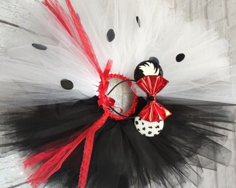 Disfraz de bebé, Bruja Cruella, falda tutú con diadema, para carnaval, Halloween, el próximo disfraz de cumpleaños