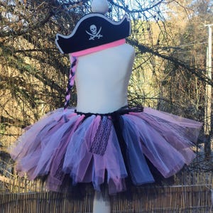 Strój pirata dla dzieci, opaska pirata, różowo-czarna, tutu urodzinowe, kostium na Halloween lub karnawał, prezent dla dziewczynek, tutu do występów
