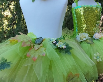 Children's forest fairy tutu, green tutu skirt, birthday tutu, girl's gift, Halloween or carnival costume, competition or stage tutu