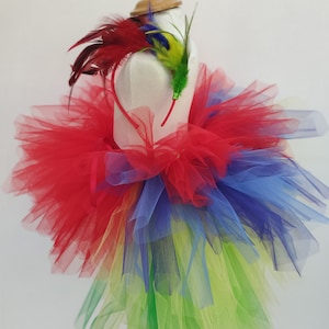 Children&#39;s parrot costume, bird tutu skirt, headband, Halloween costume, carnival, Christmas or birthday gift for girls, show tutu