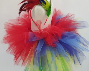 Children&#39;s parrot costume, bird tutu skirt, headband, Halloween costume, carnival, Christmas or birthday gift for girls, show tutu