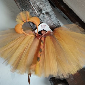 Lioness costume, girl's tutu skirt with headband, birthday tutu, carnival, Halloween, girl's Christmas gift, child show tutu