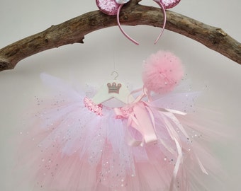 Tutu rose de princesse pour bébé, avec le serre tête, tutu premier anniversaire, cadeau de Noël, déguisement carnaval ou Halloween bébé