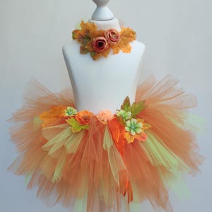 Fairy tutu, orange tulle, children&#39;s costume, garden fairy tutu, matching headband; birthday, girl&#39;s gift, Halloween costume, carnival