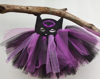 Bat child tutu, bat mask, Halloween or carnival costume, costume party.
