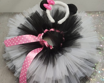 PROMOTION Déguisement panda pour bébé, tutu bébe noir et blanc, serre-tête, costume Halloween bébé, tutu premier anniversaire, cadeau bébé