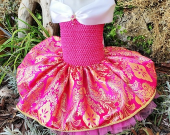 Princess dress the Sleeping Beauty, dress tutu girl fuchsia and golden