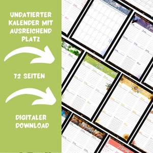 Könnte beinhalten: Ein Satz von 12 druckbaren Kalenderseiten mit schwarzem Rand und Aquarelldesigns. Jede Seite zeigt einen anderen Monat des Jahres und den Text "KODAK PORTRA 400". Der Kalender ist undatiert und hat 72 Seiten.