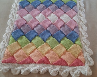 Baby Pastel Rainbow Hand Knitted Baby Cot Blanket | Newborn Blanket | Baby Shower Gift | Pram Blanket | Car Seat Blanket | One of a Kind
